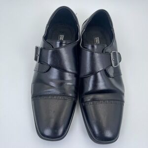 Stacy Adams Boys Monk Strap Dress Shoes Size 5.5M Black Cap Toe Formal Wear